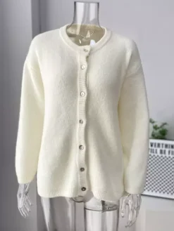 Crewneck Knit Basic Pullover Cardigan For Women 2026