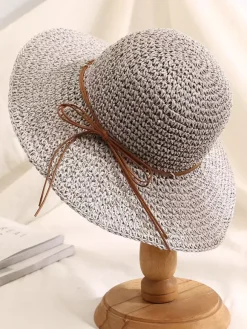 Crochet Straw Hat With Wide Brim Foldable Sun Hat For Women 2026