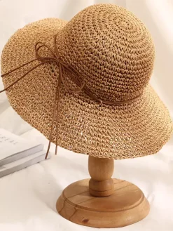 Crochet Straw Hat With Wide Brim Foldable Sun Hat For Women 2026