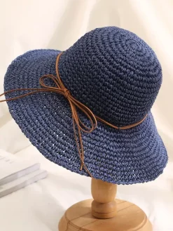 Crochet Straw Hat With Wide Brim Foldable Sun Hat For Women 2026