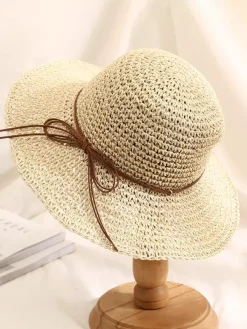 Crochet Straw Hat With Wide Brim Foldable Sun Hat For Women 2026