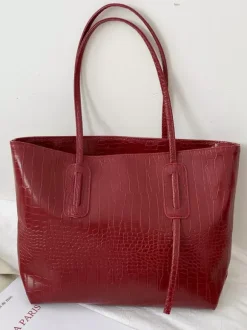 Crocodile Pattern Tote Bag Faux Leather Large Capacity Shoulder Bag For Women 2026