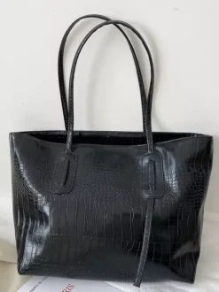 Crocodile Pattern Tote Bag Faux Leather Large Capacity Shoulder Bag For Women 2026