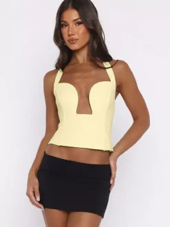Crop Cami Tank Top Heart Plunge Halter Tie Back Slim Crop Cami Streetwear Top