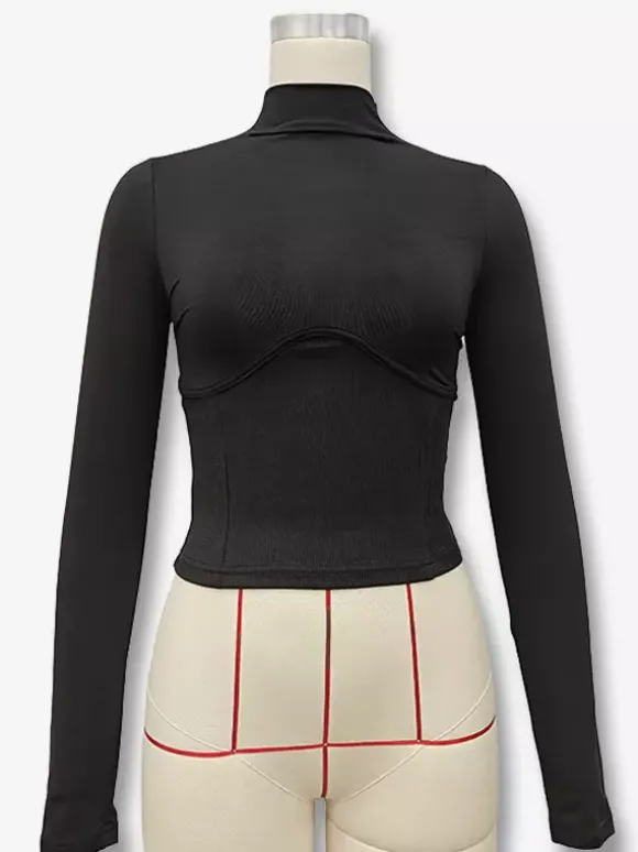 Crop Tops For Women Long Sleeves High Collar Slim Fit T-shirt For Women 2026