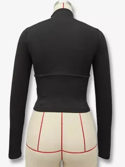 Crop Tops For Women Long Sleeves High Collar Slim Fit T-shirt For Women 2026