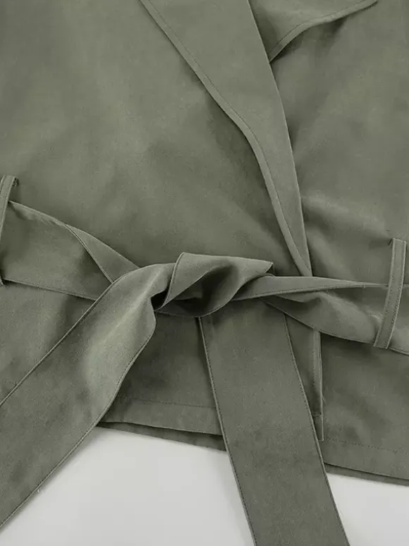 Cropped Windbreaker Tie-Waist Jacket For Women 2026
