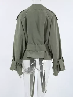 Cropped Windbreaker Tie-Waist Jacket For Women 2026