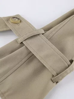 Cropped Khaki Women’s Trench Jacket - Lantern Sleeve Lapel Short Windbreaker - Casual Streetwear Spring Outerwear 2026