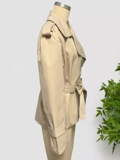 Cropped Trench Coat Women's Short Jacket - Chic Belted Slim Fit Windbreaker - Spring Office-to-dinner Daily Outerwear 2026