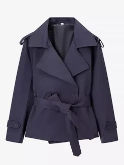 Cropped Trench Coat Women's Short Jacket - Chic Belted Slim Fit Windbreaker - Spring Office-to-dinner Daily Outerwear 2026