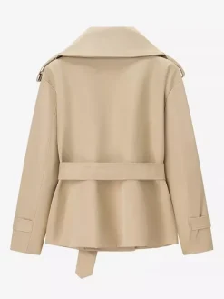 Cropped Trench Coat Women's Short Jacket - Chic Belted Slim Fit Windbreaker - Spring Office-to-dinner Daily Outerwear 2026