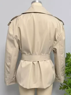 Cropped Trench Coat Women's Short Jacket - Chic Belted Slim Fit Windbreaker - Spring Office-to-dinner Daily Outerwear 2026