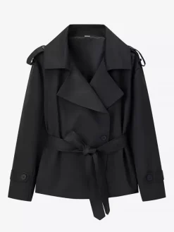 Cropped Trench Coat Women's Short Jacket - Chic Belted Slim Fit Windbreaker - Spring Office-to-dinner Daily Outerwear 2026