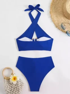 Cross Front Halter Bikini 2 Piece Swimsuit Set For Summer 2026