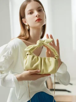 Crossbody Cloud Bag With Chain Faux Leather Bowknot Handbag For Women 2026
