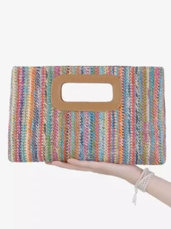 Crossbody Bag With Detachable Chain Vacation Straw Clutch Bag For Women 2026