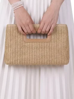 Crossbody Bag With Detachable Chain Vacation Straw Clutch Bag For Women 2026