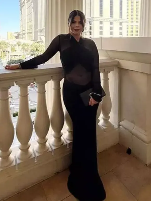 Cross Front Mesh Long Sleeve Cutout Ruched Maxi Bodycon Dress For Women 2026