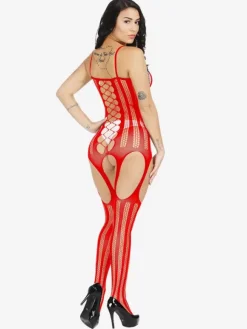 Crotchless Lingerie Women Sexy Bodystocking Fishnet White Cut Out Wedding Lingerie