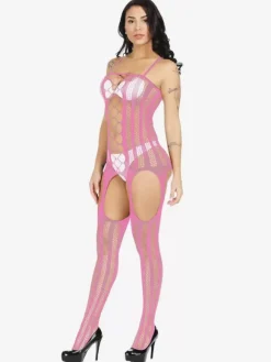 Crotchless Lingerie Women Sexy Bodystocking Fishnet White Cut Out Wedding Lingerie