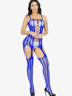Crotchless Lingerie Women Sexy Bodystocking Fishnet White Cut Out Wedding Lingerie