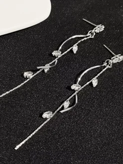 Crystal Long Drop Earrings For Women 2026