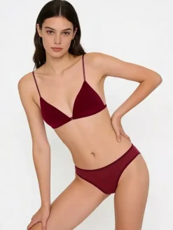 Cut Out Lingerie Burgundy 2-Piece Bra Panty Sets
