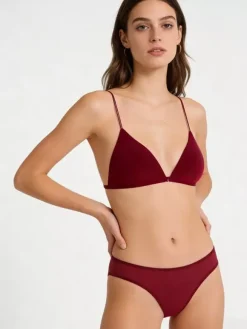 Cut Out Lingerie Burgundy 2-Piece Bra Panty Sets