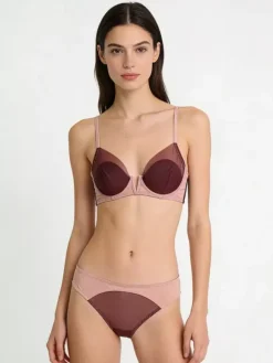 Cut Out Lingerie Fuchsia Pink 2-Piece Bra Panty Sets