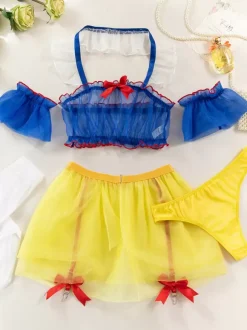 Cute Princess Costume Maid Women Bra Thong Set