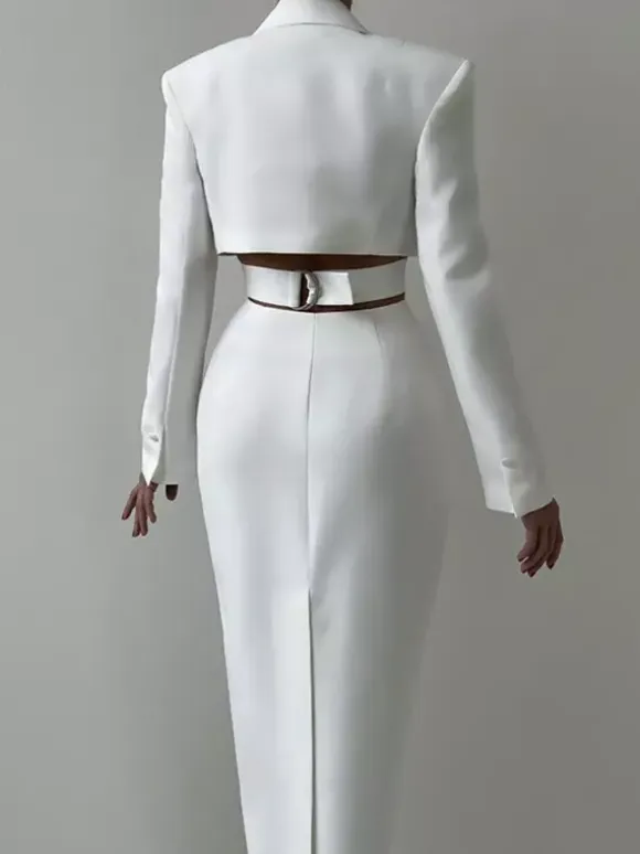 Cutout Blazer Dress Long Sleeve Spring Midi Dress For Women 2026
