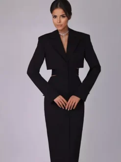 Cutout Blazer Dress Long Sleeve Spring Midi Dress For Women 2026