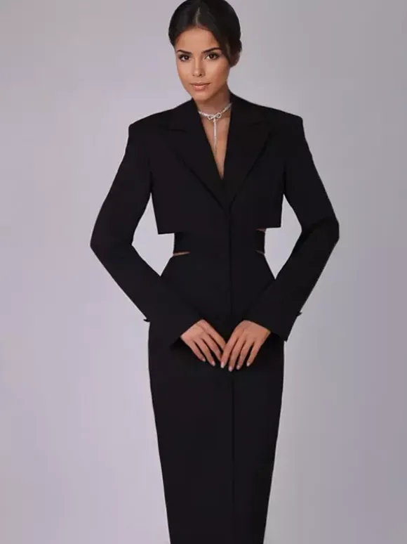 Cutout Blazer Dress Long Sleeve Spring Midi Dress For Women 2026