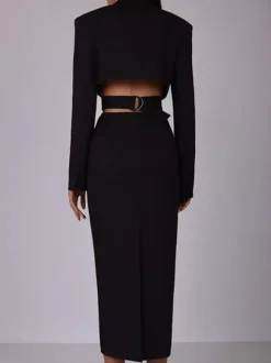 Cutout Blazer Dress Long Sleeve Spring Midi Dress For Women 2026