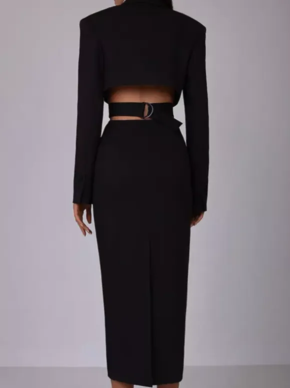 Cutout Blazer Dress Long Sleeve Spring Midi Dress For Women 2026