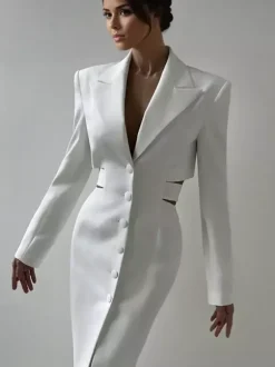 Cutout Blazer Dress Long Sleeve Spring Midi Dress For Women 2026
