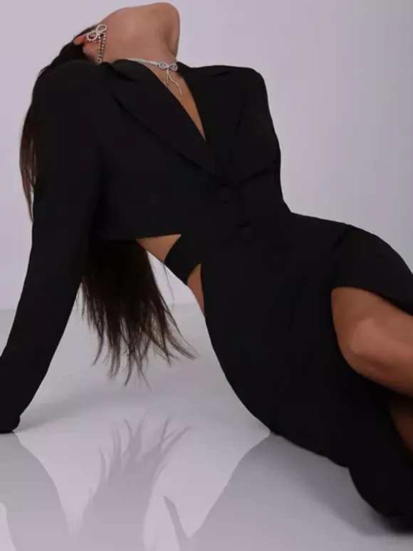 Cutout Blazer Dress Long Sleeve Spring Midi Dress For Women 2026
