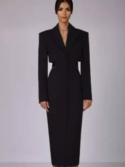 Cutout Blazer Dress Long Sleeve Spring Midi Dress For Women 2026