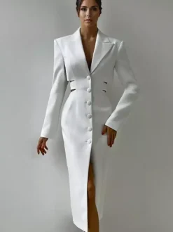 Cutout Blazer Dress Long Sleeve Spring Midi Dress For Women 2026