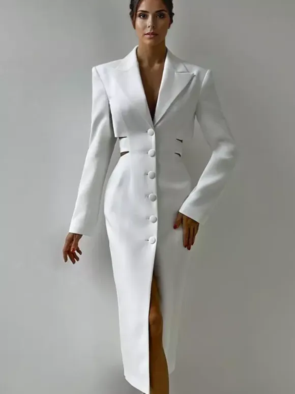 Cutout Blazer Dress Long Sleeve Spring Midi Dress For Women 2026