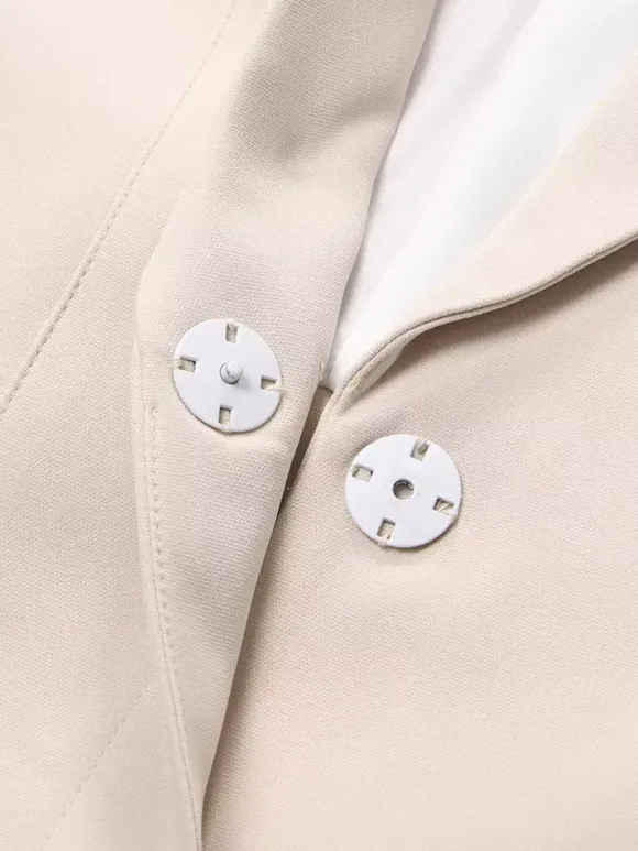 Cut Out Blazer For Women - Beige Elegant Single Button Slim Fit Long Jacket - Spring Office-to-dinner 2026