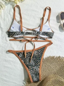 Cutout Leopard Print Bikini 2-piece Swimsuit For Summer 2026