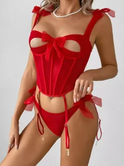 Cut Out Lingerie Sexy Black 2-Piece Bra Panty Sets