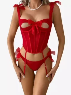 Cut Out Lingerie Sexy Black 2-Piece Bra Panty Sets
