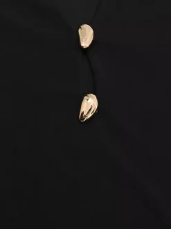 Cut Out Mini Dress For Women - Black Elegant Long Sleeve Gold Button Bodycon - Spring Night Out Club Party 2026
