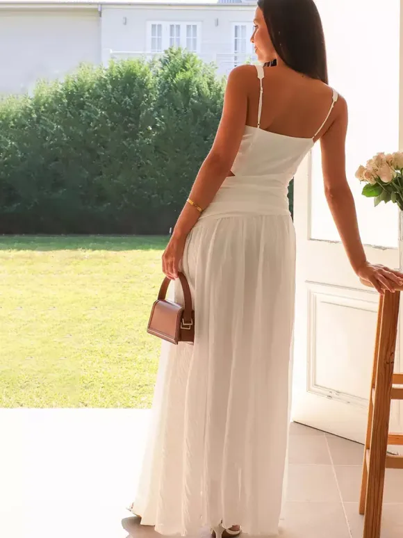 Cut Out Sleeveless Maxi Dress for Women - Boho V Neck Ruched Waist Backless Flowy A Line Sun Dress - Summer Wedding Guest 2026