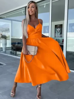 Cutout Twist Midi Slip Dress for Women - Sexy V Neck Split Cocktail Sun Dress - Summer Resort Wedding Guest 2026