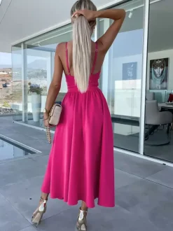 Cutout Twist Midi Slip Dress for Women - Sexy V Neck Split Cocktail Sun Dress - Summer Resort Wedding Guest 2026