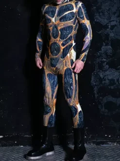 Cyberpunk Patterned Zentai Suits Cyberpunk Men's Costume Men Costumes Costumes For Couples Men Robot Costume Sci Fi Costume Cyber Costume Burning Men Outfit